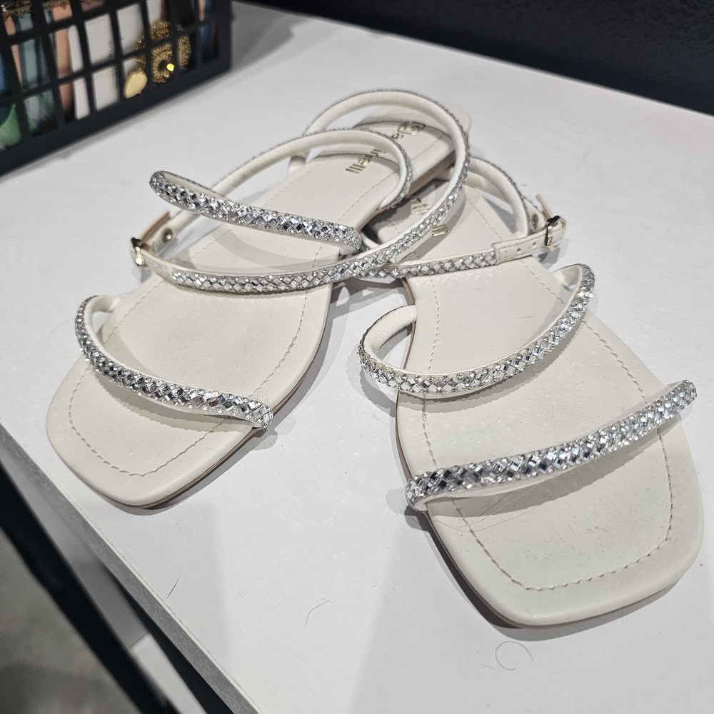White and Silver Sandals